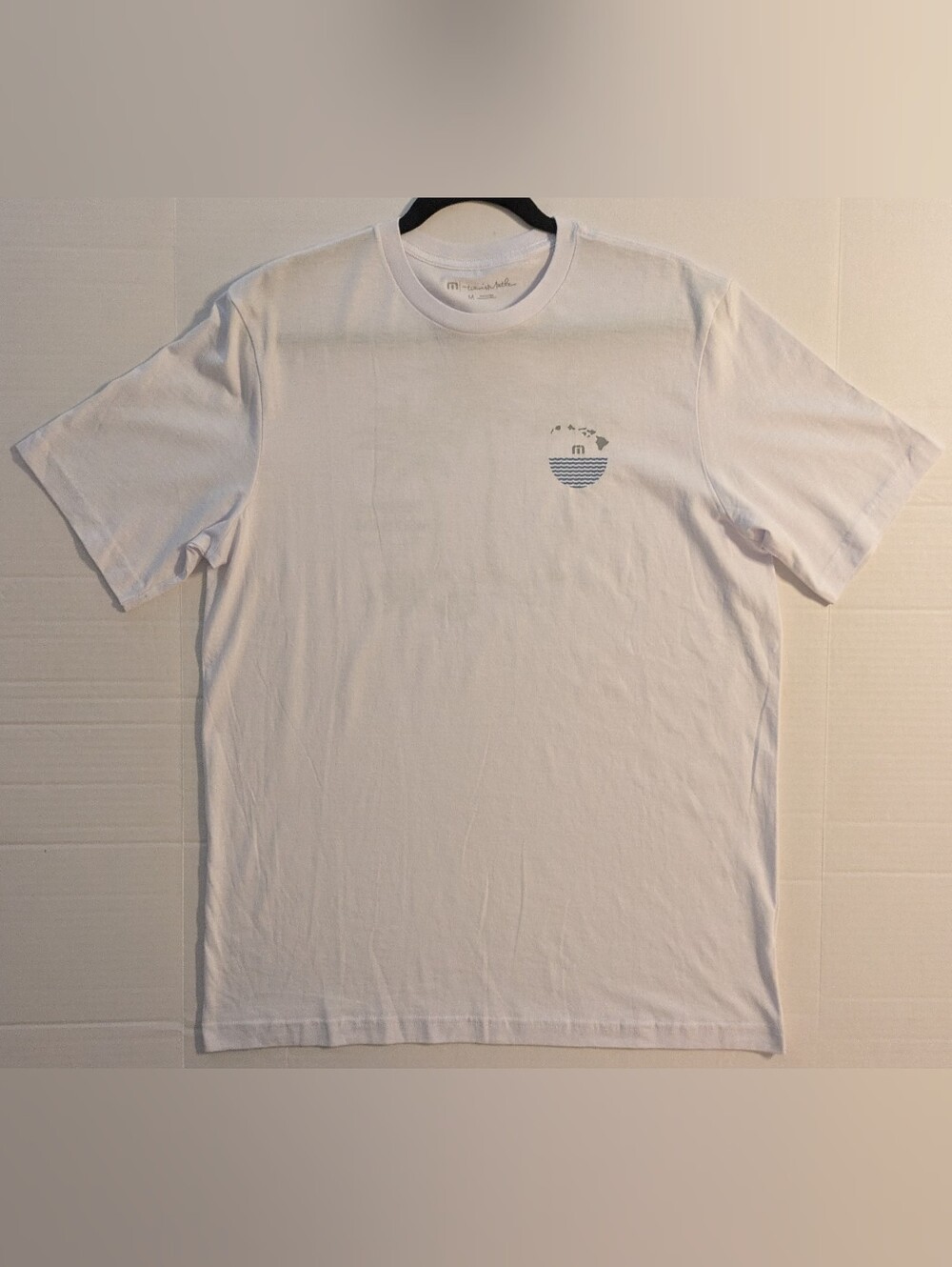 Travis Mathew White Tee with Navy Pocket Graphic- M (NWOT)
